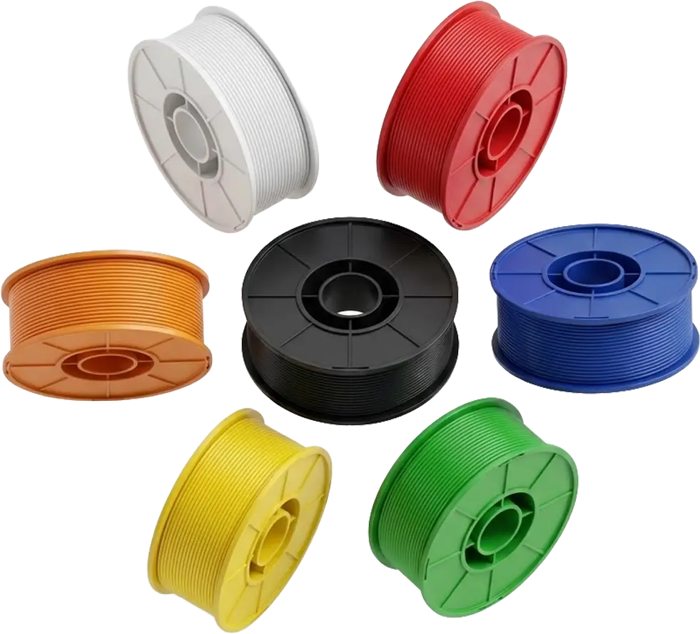 A selection of coloured 3D-printing filament available from ProtoGT