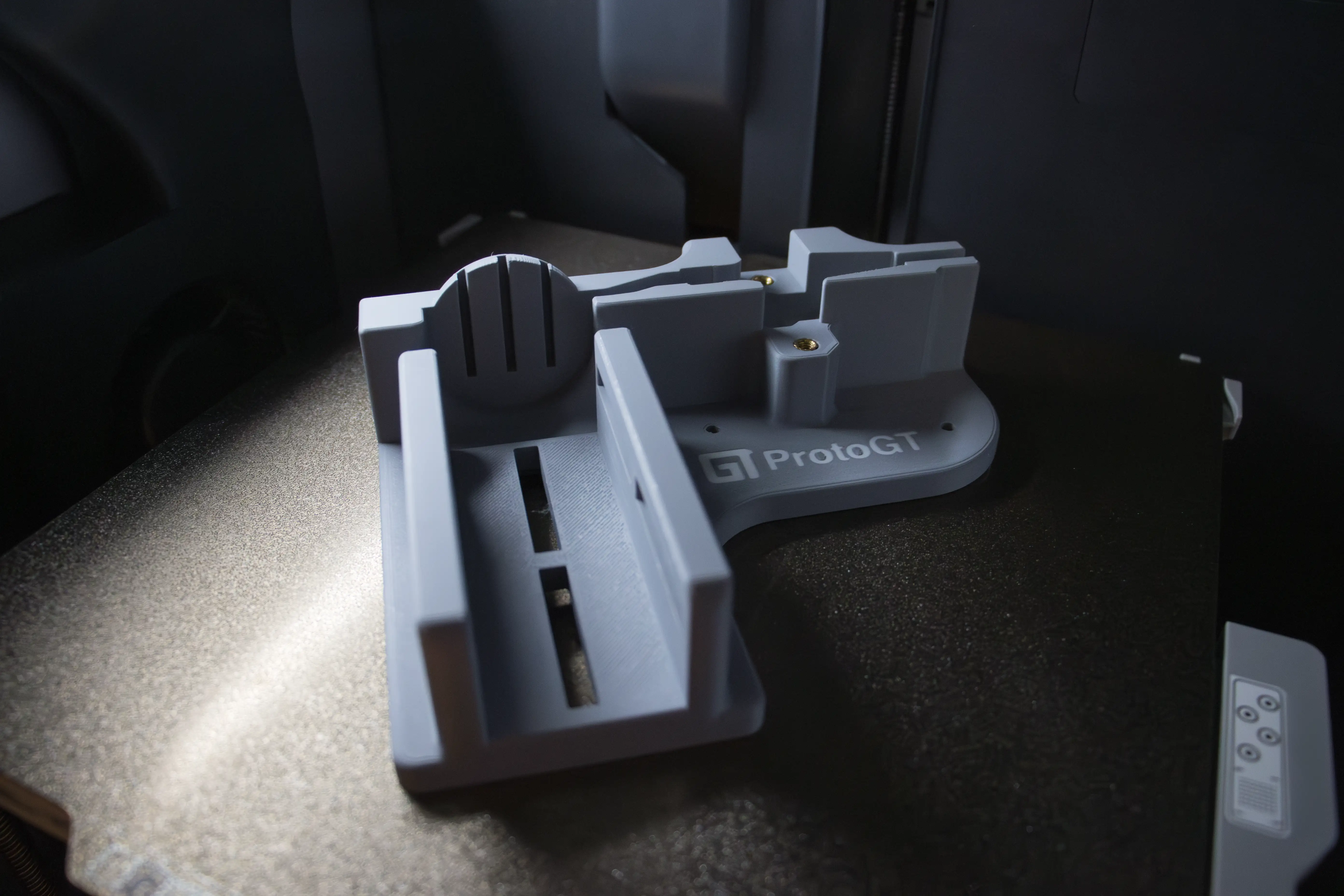 A finished ProtoGT 3D-printed engineering jig in the workshop